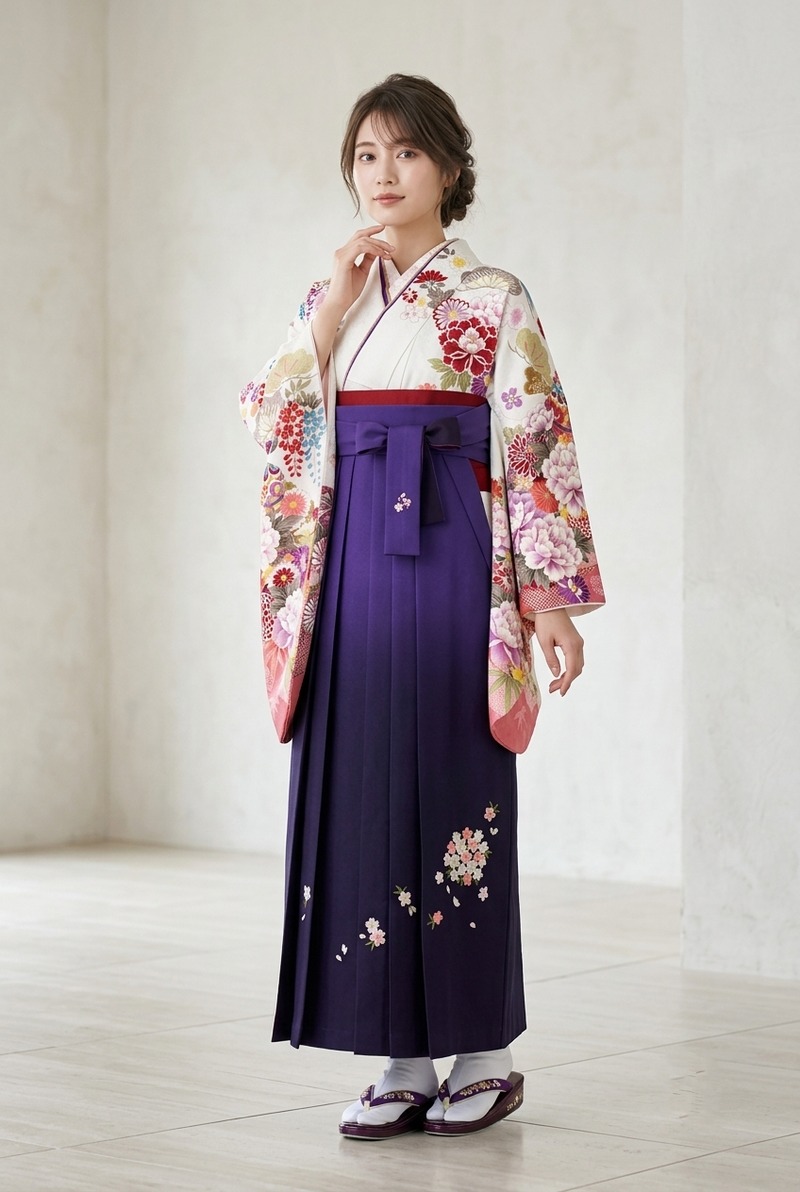 白地に古典花