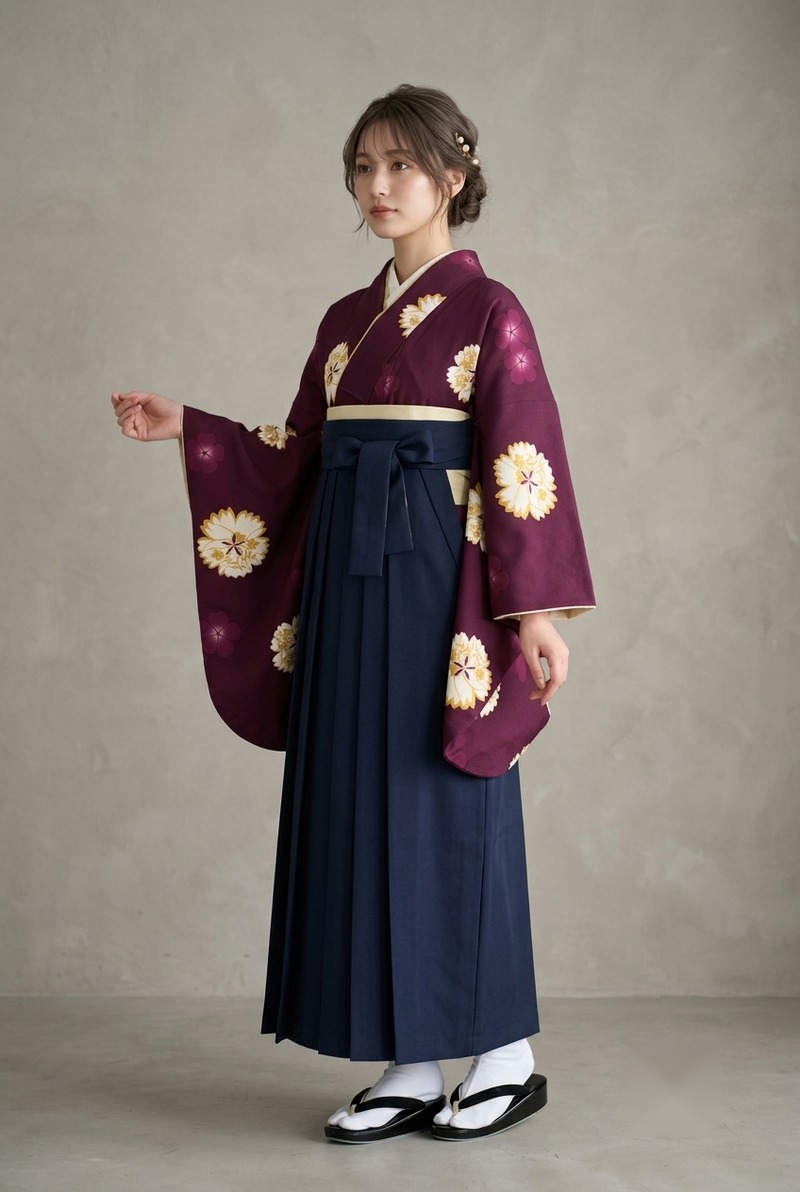 紫地に白花