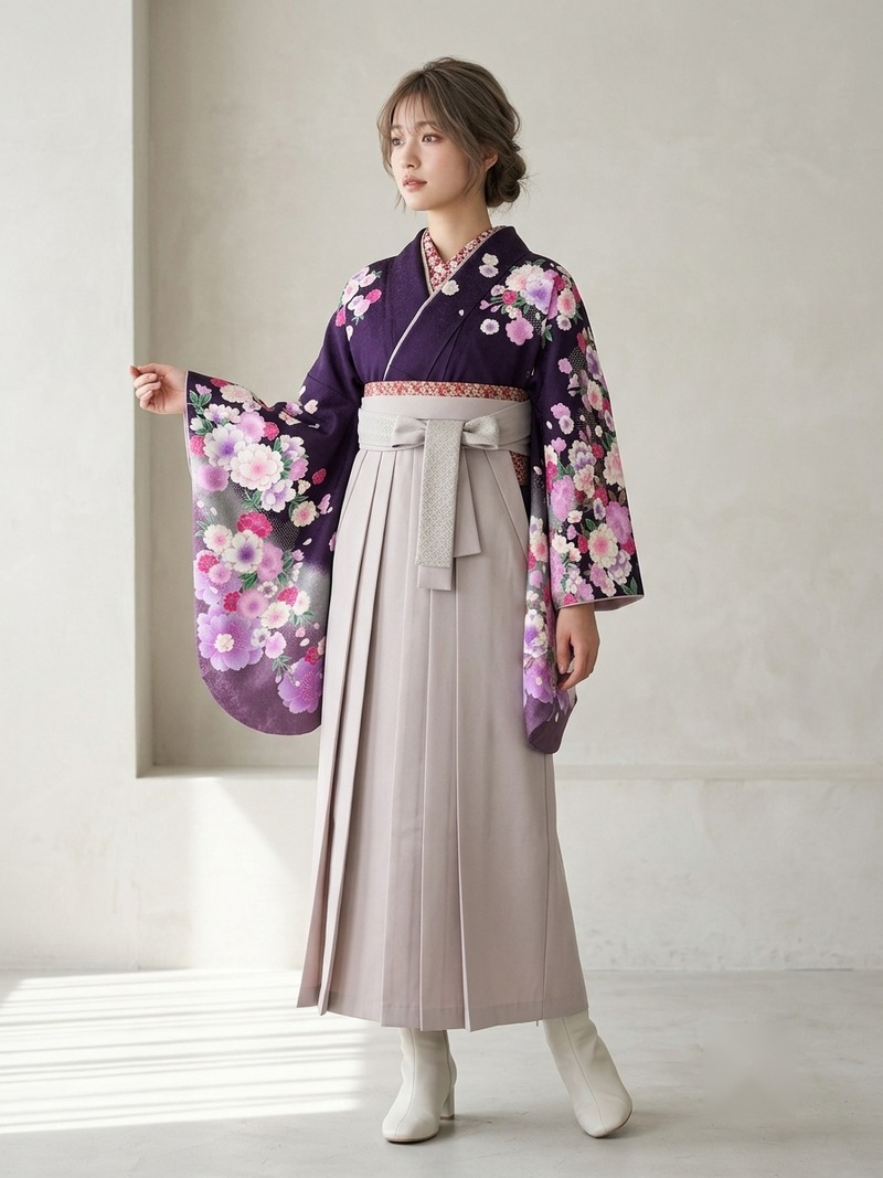 紫地に小花