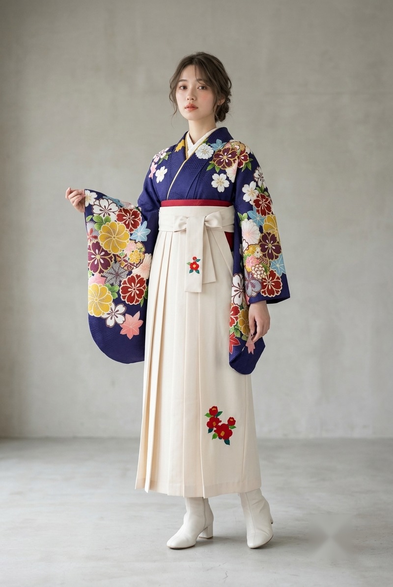 紺地に彩花