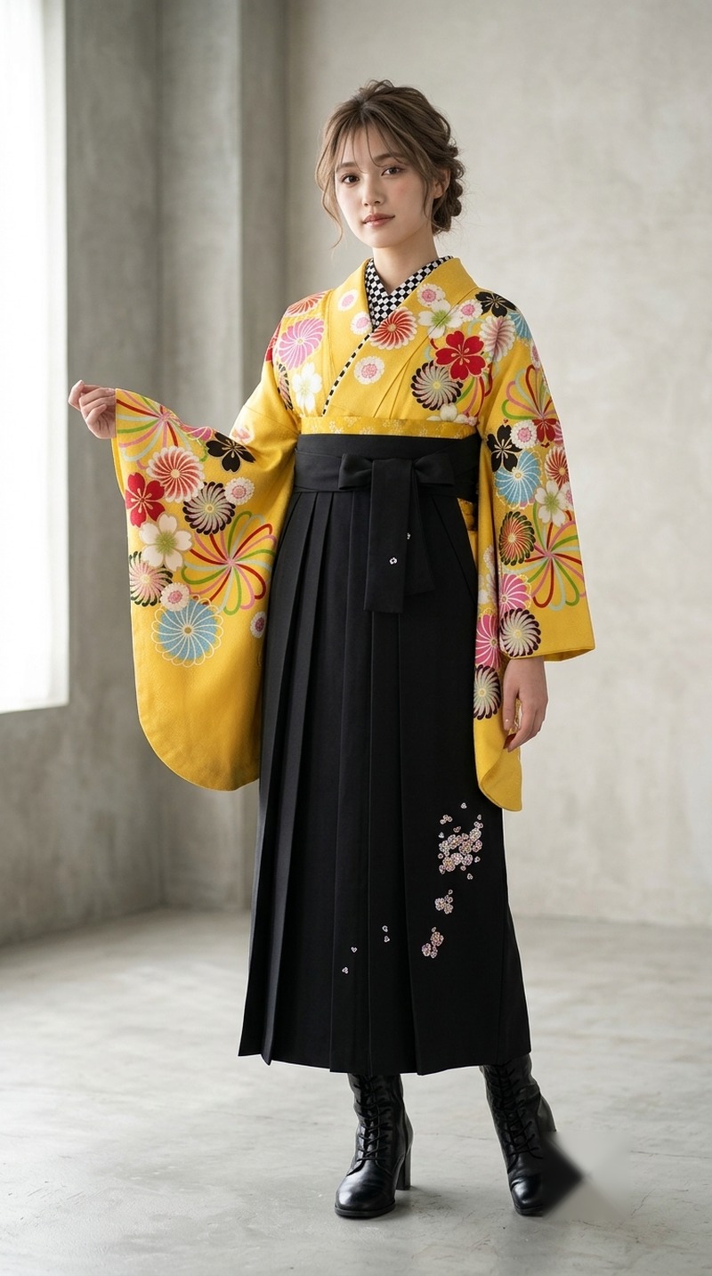 黄地に彩花