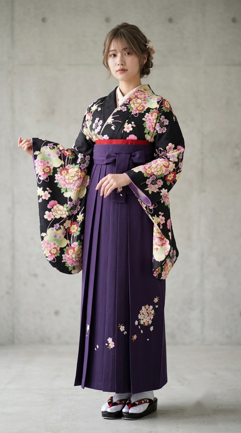 黒地に彩花