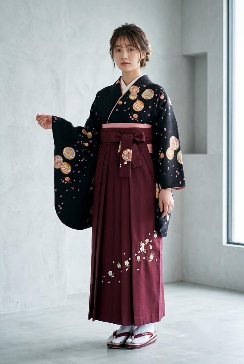 黒地に彩花