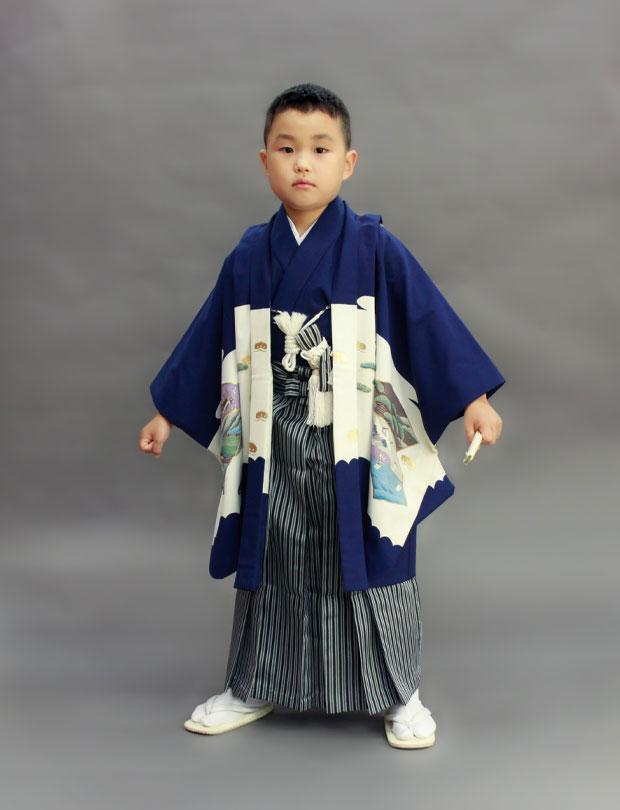 七五三レンタル 5歳・男の子 紺地に鷹（108cm以上）