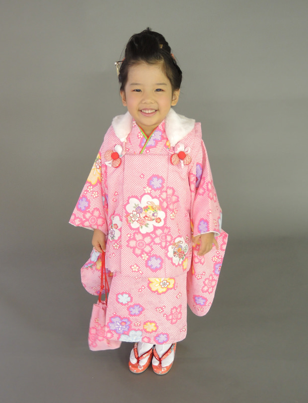 七五三レンタル 3歳・女の子 ピンク絞り
